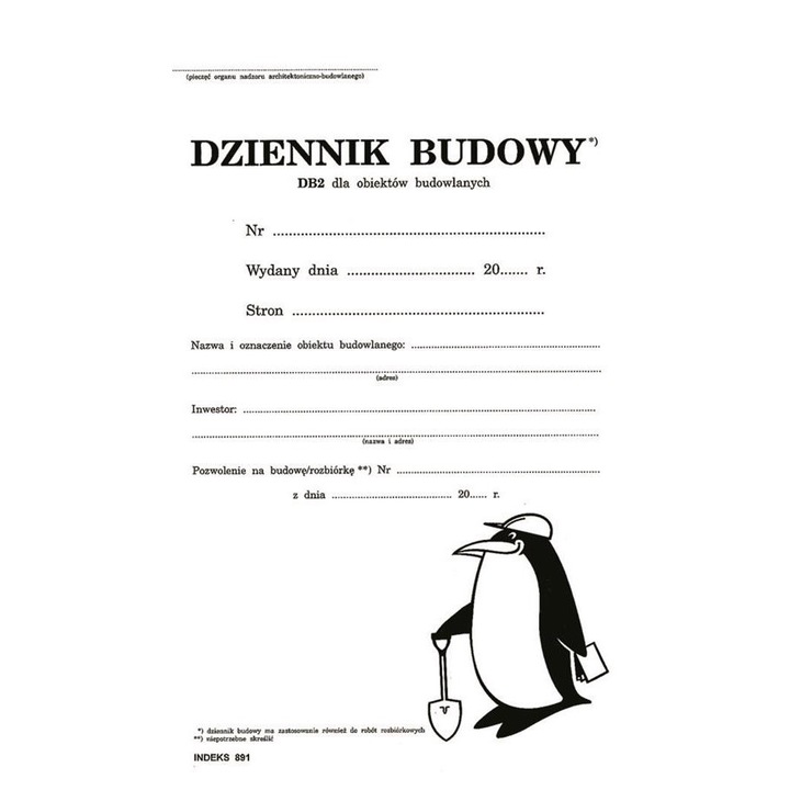 Építési napló, inny, A4, 51 lap, Fehér/Fekete