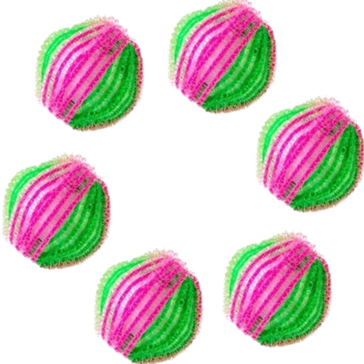 Retoo Mosólabda-készlet, 6 db-os, a szőr és a szösz eltávolításához a ruhákról, 3,5 cm, zöld/rózsaszín