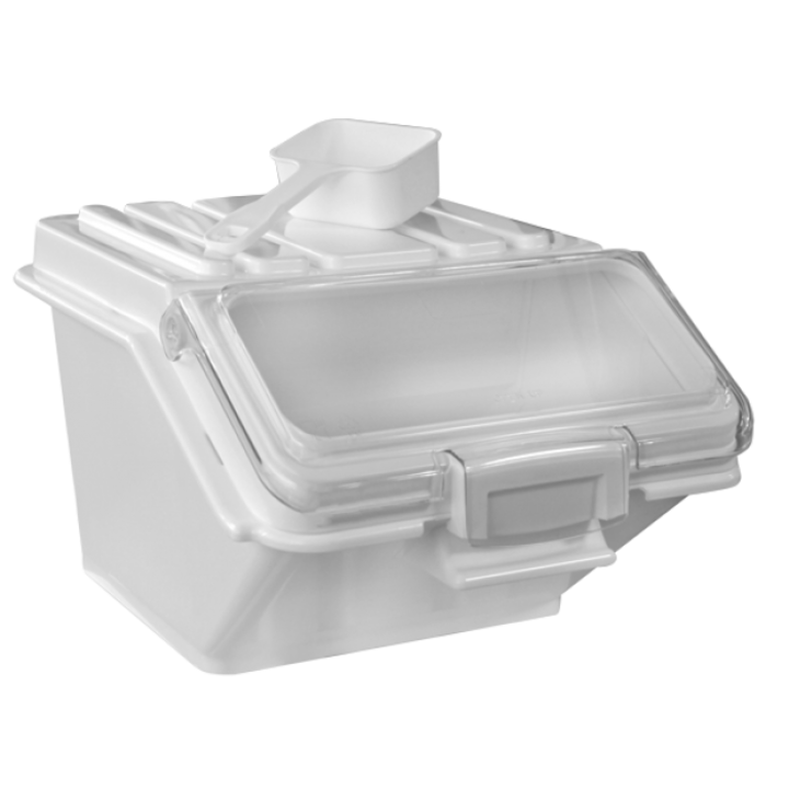 Recipient depozitare ingrediente cu capac si cupa RAKI, 10l, 40x29xh23cm, plastic, alb