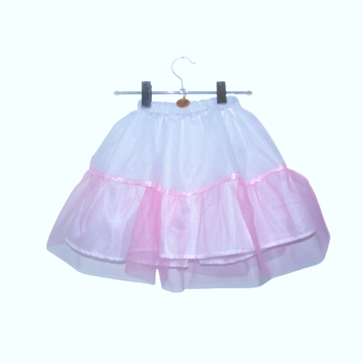 Fusta tulle roz/alb, 4-5 ani