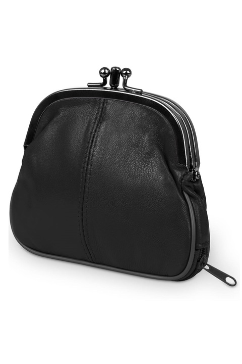 Poseta mica de dama, Kaletnik, Piele naturala, Negru