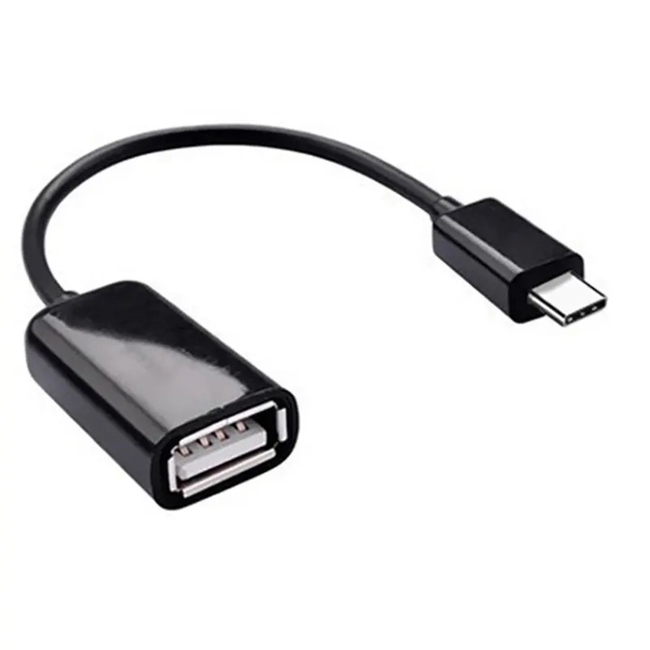 Cablu OTG, conector USB tip C tata la USB 2.0 mama, lungime 15 cm, negru