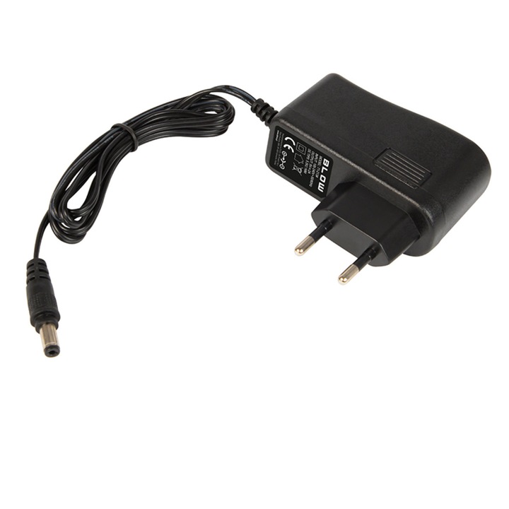 Alimentator de 5V-2A, 10W, cu mufa jack 2.1x5.5mm, Blow 11931, cablu de 1.1m, negru 80 x 75 x 28 mm