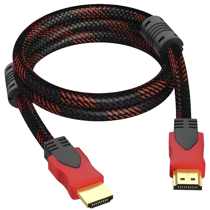 Кабел High-Speed HDMI v1.4, 5m, щепсел-щепсел, 4K, 3D, черен червен