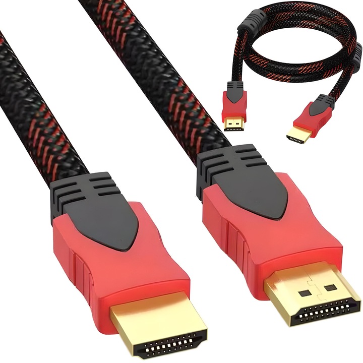 Cablu High-Speed HDMI v1.4, 5m, plug-plug, 4K, 3D, negru rosu