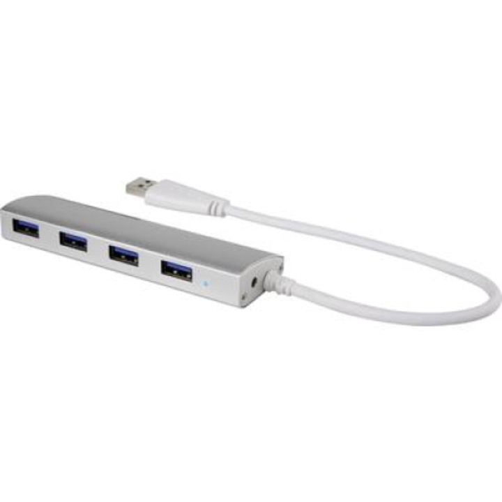 4-портов USB хъб, алуминий, Renkforce 1234385 (RF-3703155)