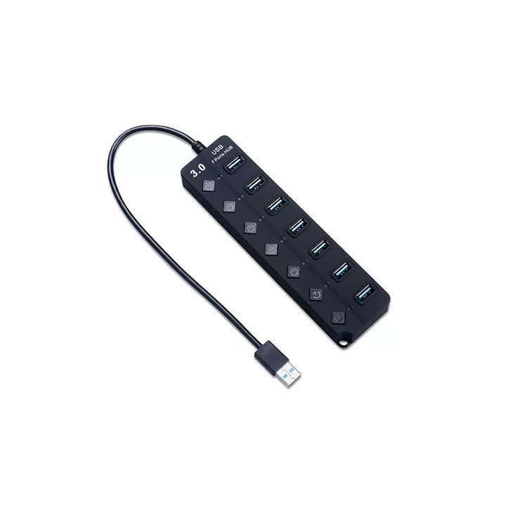 BlackBird USB 3.0 HUB със 7-портов комутатор черен (BH1374) (BH1374)