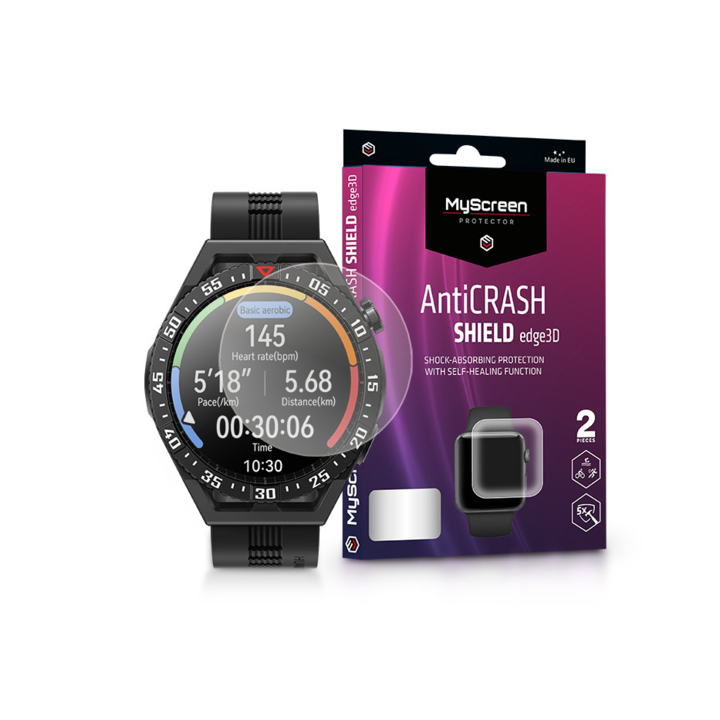 Huawei Watch GT 3 SE ütésálló képernyővédő fólia - MyScreen Protector AntiCrash Shield Edge3D - 2 db/csomag - transparent (LA-2303)