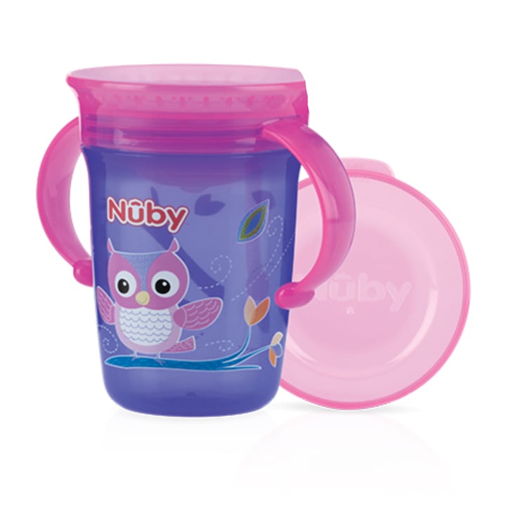 Чаша с дръжка Nuby, Cana Wonder cup, +6 месецаi, 240 мл, Лилава/Розова