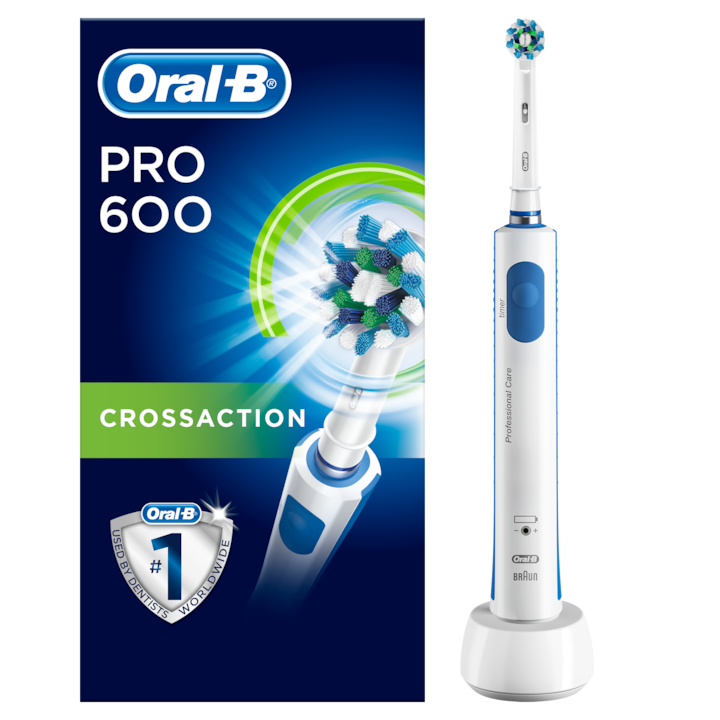 Oral-B D16.513 PRO 600 Elektromos fogkefe Cross Action fejjel, 3D technológia, 2 perces időmérő