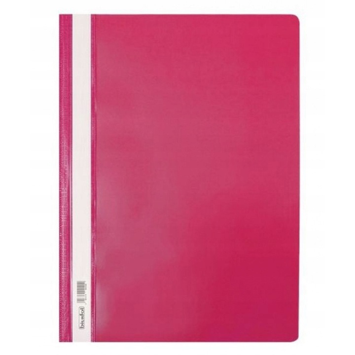 Комплект 10 папки за документи, Biurfol, PVC, A4, Розов/Прозрачен