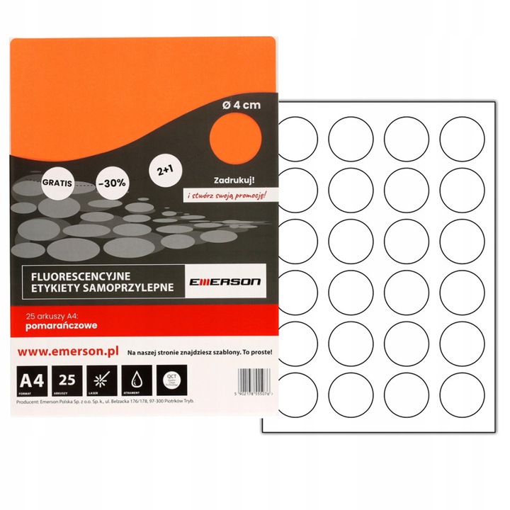 Nyomtatható címkék, kör alakú, narancssárga