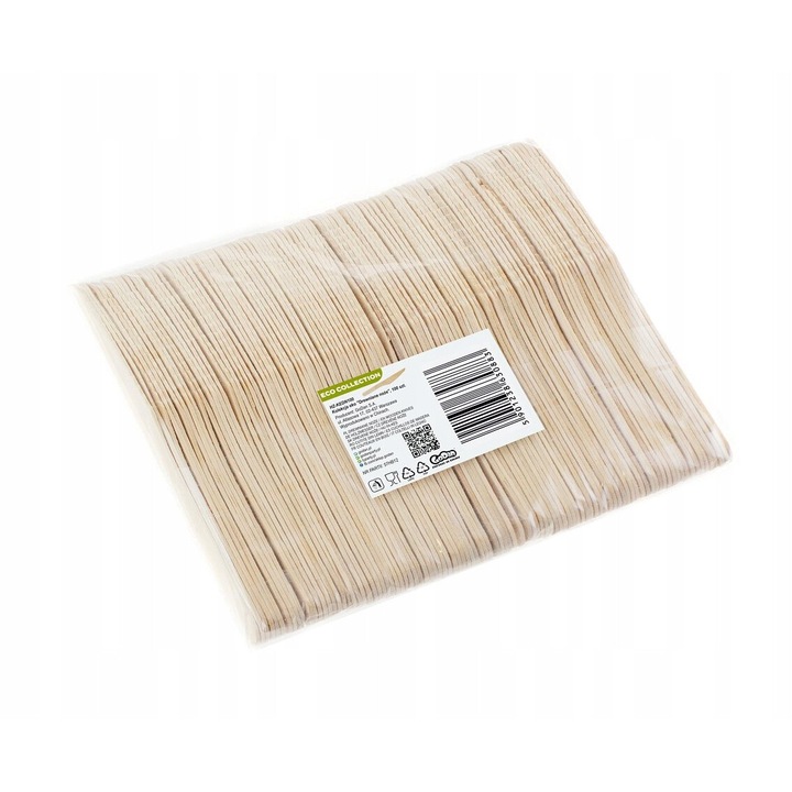 Set 100 cutite ecologice din lemn, Godan, 16 cm, Natur