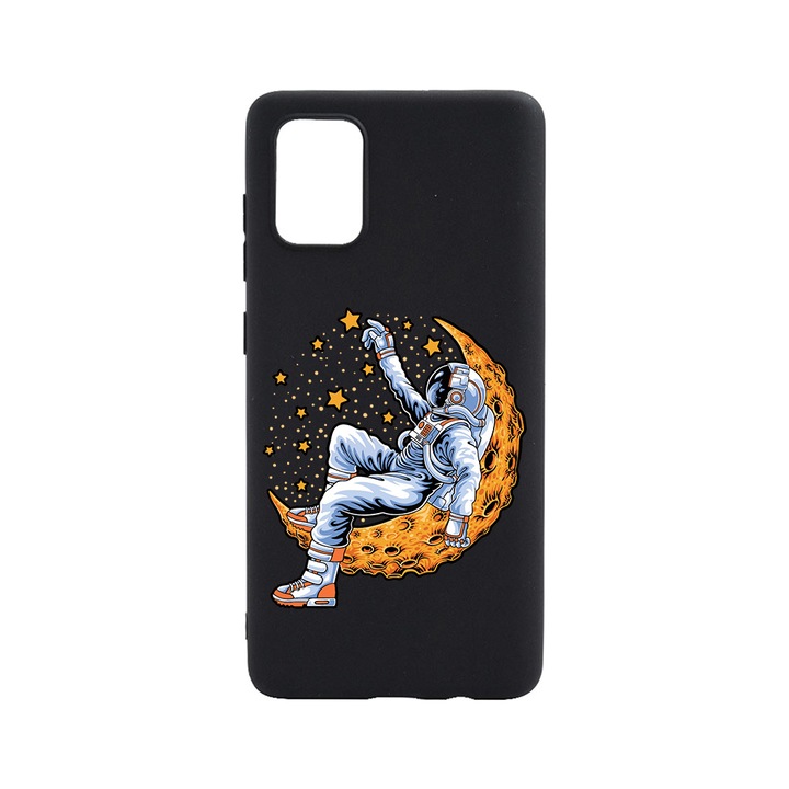Husa BestCase® Slim SIlicon 0.8MM, Compatibila Cu Samsung Galaxy A72, Astronaut On Moon, Rezistenta la uzura, B 1001