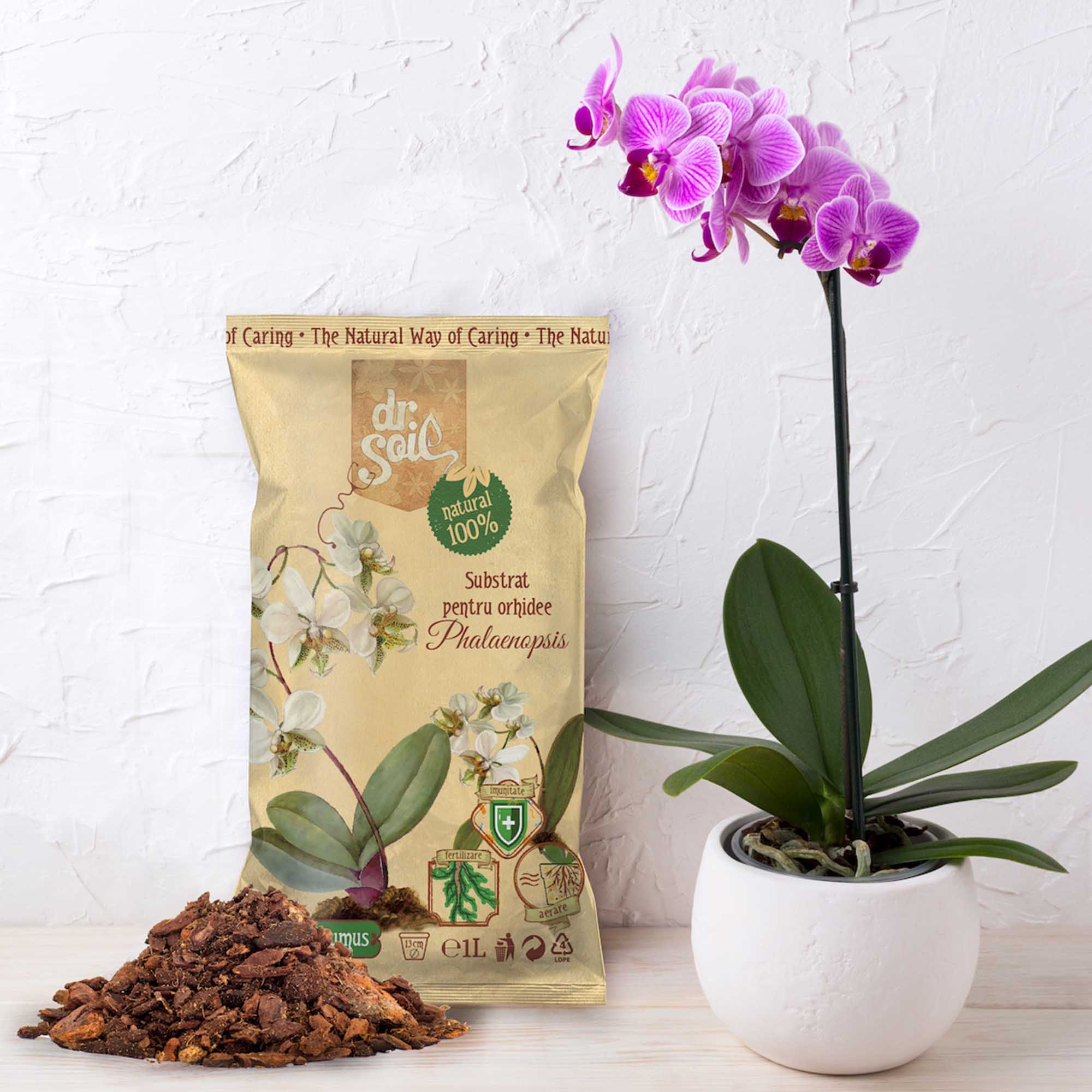 Субстрат за орхидеи Phalaenopsis, 100% натурален от борови кори и ...