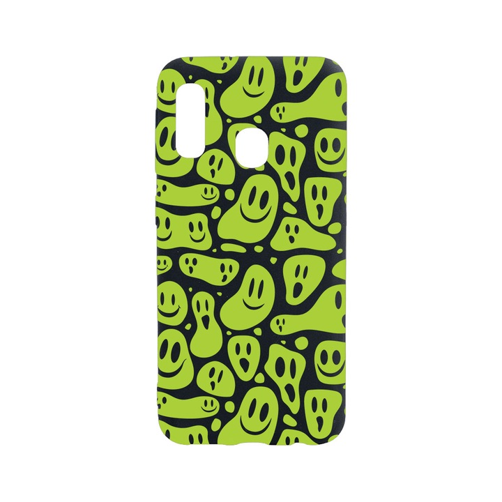 BestCase Slim Szilikon 0.8MM telefontok, Huawei P30 Lite, Green Acid Smiley, B 1051