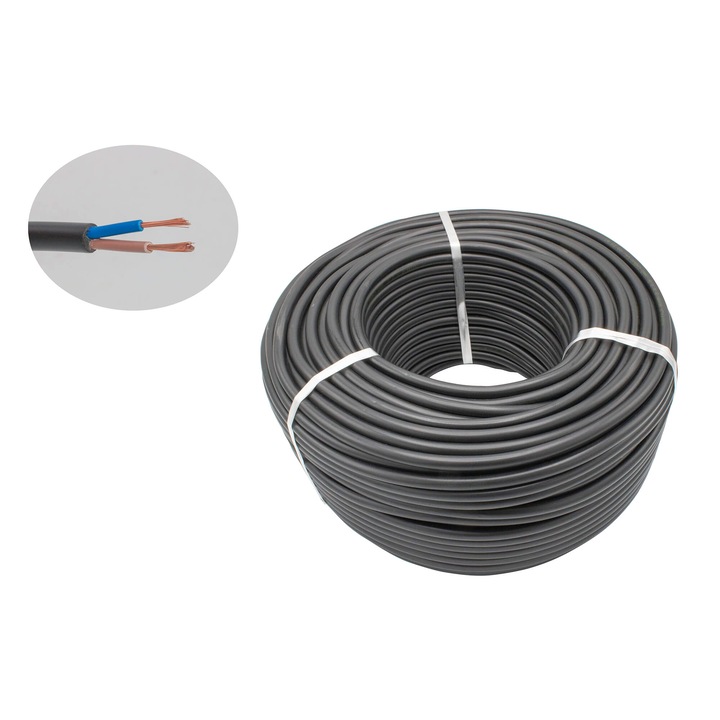 Cablu Electric Flexibil 2x4mm - MYYM - HO5VV-F, Negru, 100m