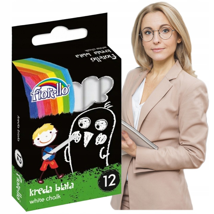 Creta scolara alba, fara praf, 12 buc