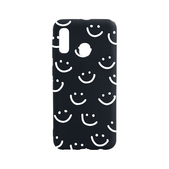 Силиконов калъф BestCase за Huawei P30 Lite, Smile, 0.8MM Slim, Black Silicon Series, B 1064