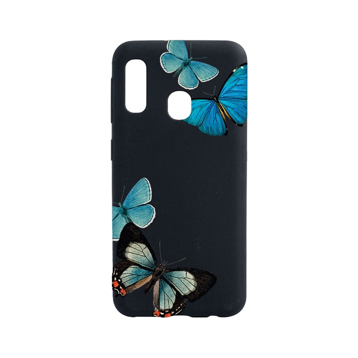 BestCase Slim Szilikon 0.8MM telefontok, Huawei P30 Lite, Beautiful Blue Butterflies, B 991