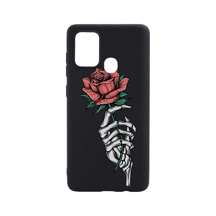 BestCase Slim Szilikon 0.8MM telefontok, Realme C12, Rose In Skeleton Hand, B 1023