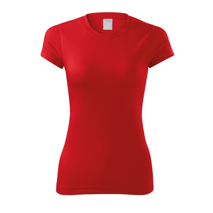 Tricou de sport, Pentru dama, 100% Poliester, Uscare rapida, Croiala cambrata, Rosu