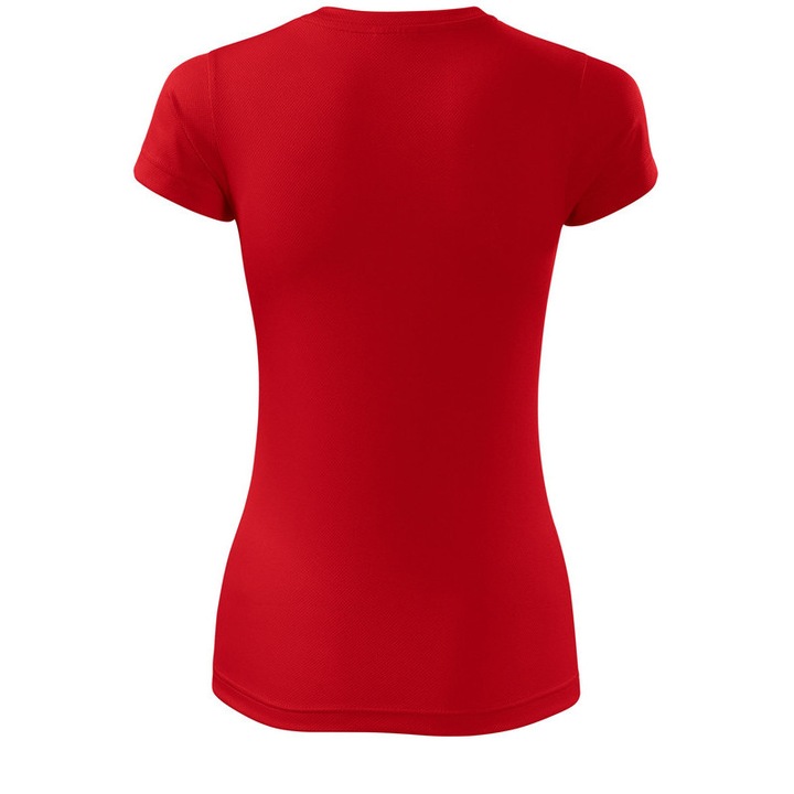 Tricou de sport, Pentru dama, 100% Poliester, Uscare rapida, Croiala cambrata, Rosu