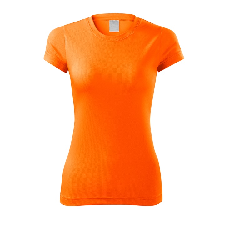 Tricou de sport, Pentru dama, 100% Poliester, Uscare rapida, Croiala cambrata, Portocaliu