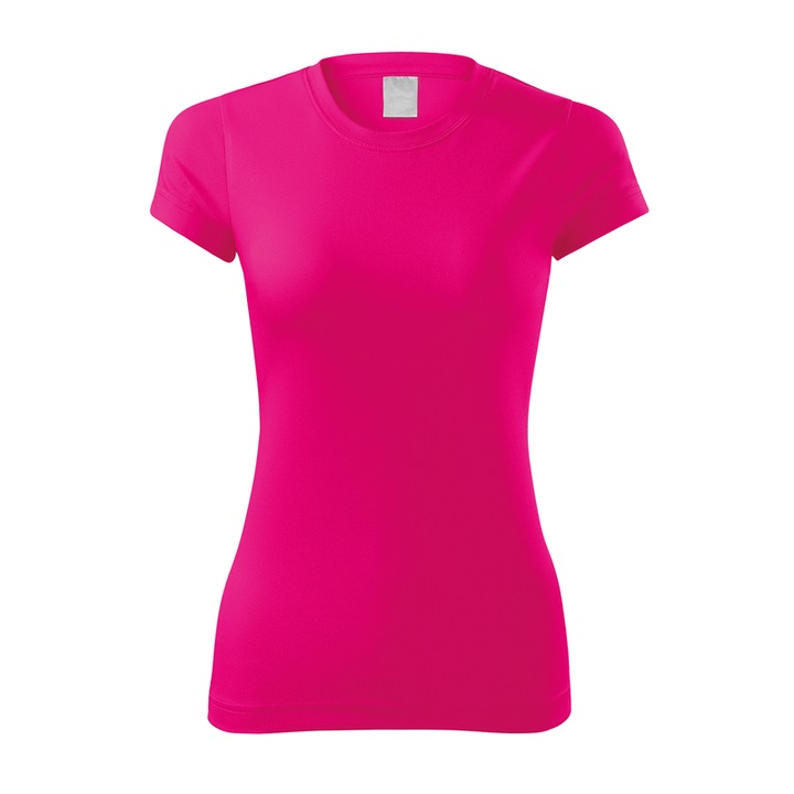 Tricou de sport, Pentru dama, 100% Poliester, Uscare rapida, Croiala cambrata, Roz