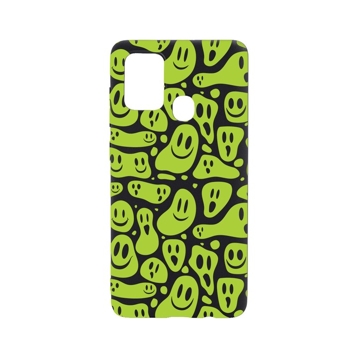 BestCase Slim Szilikon 0.8MM telefontok, Realme C12, Green Acid Smiley, B 1051