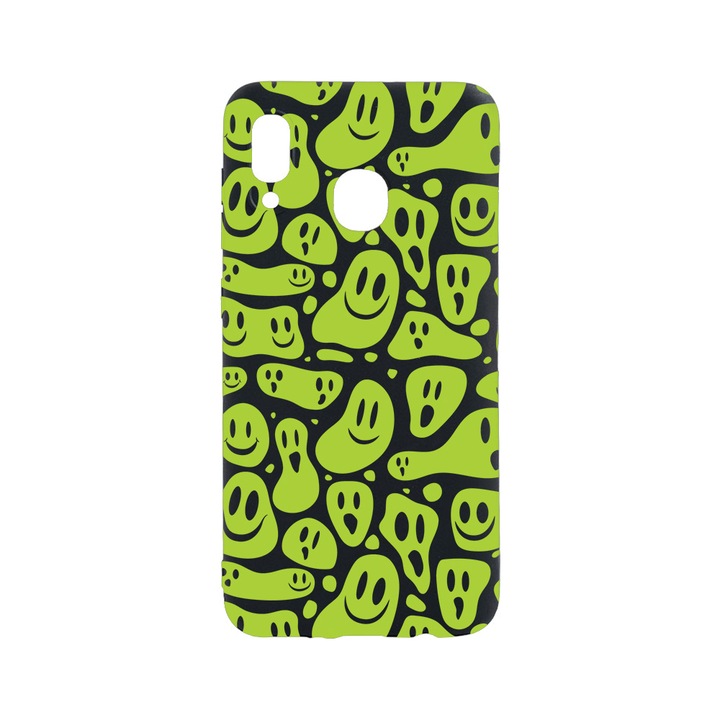 BestCase Slim Szilikon 0.8MM telefontok, Huawei P Smart (2019), Green Acid Smiley, B 1051