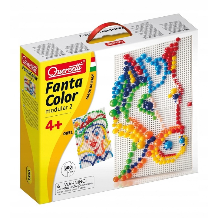 Joc mozaic pentru copii, Quercetti, 150 bile, Plastic, Multicolor