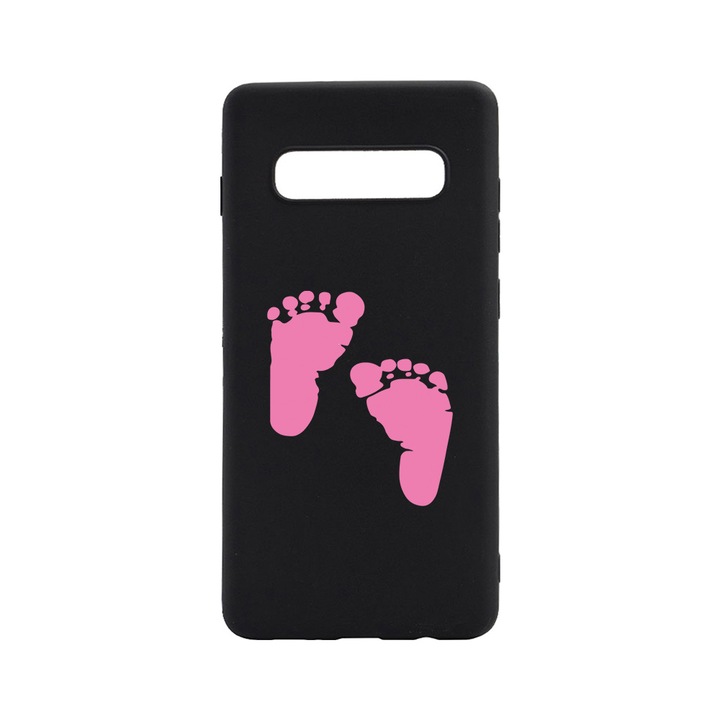 Силиконов калъф BestCase за Samsung Galaxy S10 Plus, Girl Feet Print, 0.8MM Slim, Black Silicon Series, B 961