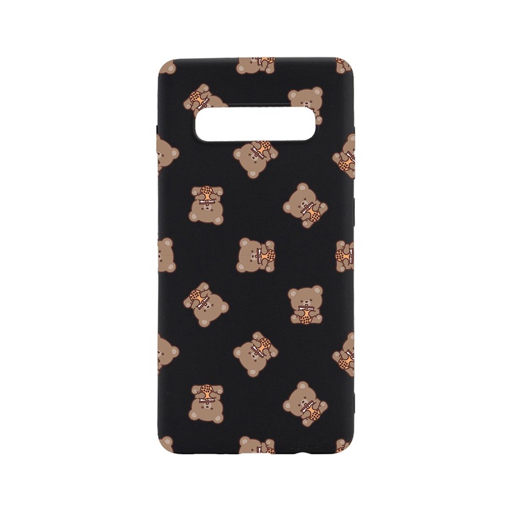 Husa BestCase® Slim SIlicon 0.8MM, Compatibila Cu Samsung Galaxy S10 Plus, Teddy Bear Pattern, Rezistenta la uzura, B 974