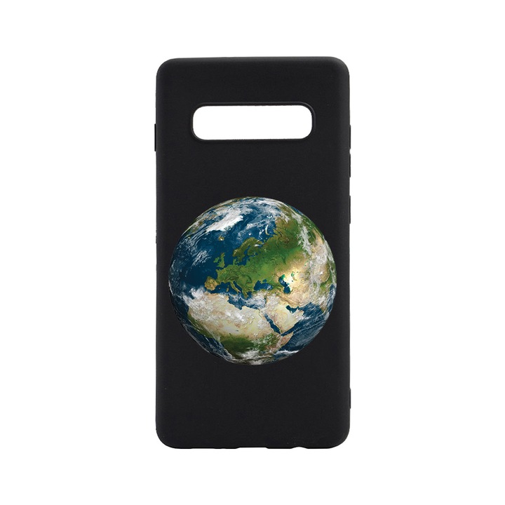 Силиконов калъф BestCase за Samsung Galaxy S10 Plus, Earth, 0.8MM Slim, Black Silicon Series, B 946