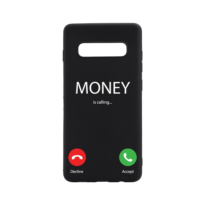 Силиконов калъф BestCase за Samsung Galaxy S10 Plus, Money Is Calling, 0.8MM Slim, Black Silicon Series, B 986