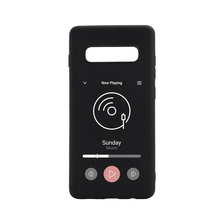 Силиконов калъф BestCase за Samsung Galaxy S10 Plus, Music Player, 0.8MM Slim, Black Silicon Series, B 973