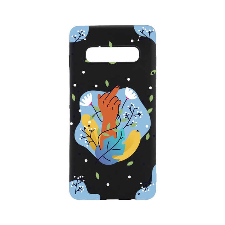 Силиконов калъф BestCase за Samsung Galaxy S10 Plus, Flowers FCK, 0.8MM Slim, Black Silicon Series, B 1020