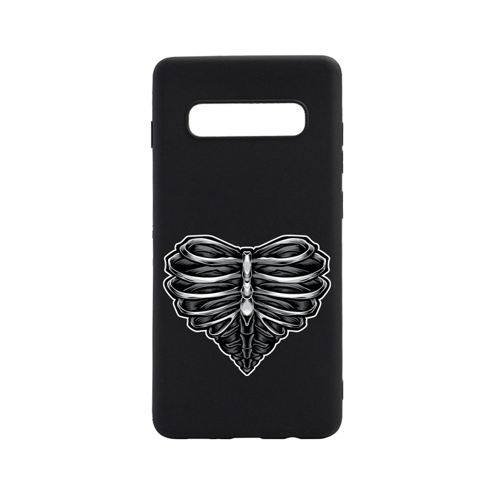 Силиконов калъф BestCase за Samsung Galaxy S10 Plus, Skeleton Heart, 0.8MM Slim, Black Silicon Series, B 1024