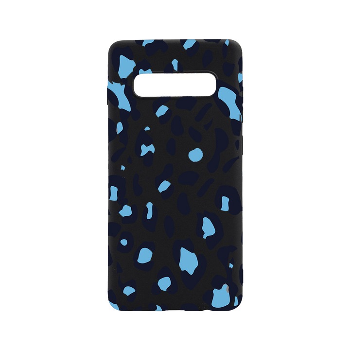 Силиконов калъф BestCase за Samsung Galaxy S10 Plus, Blue Leopard Pattern, 0.8MM Slim, Black Silicon Series, B 1032
