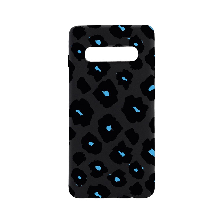 Силиконов калъф BestCase за Samsung Galaxy S10 Plus, Blue Leopard Pattern, 0.8MM Slim, Black Silicon Series, B 1039