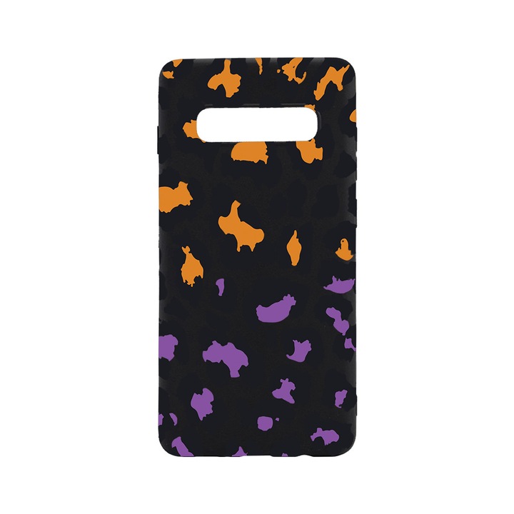 Силиконов калъф BestCase за Samsung Galaxy S10 Plus, Lila Leopard Pattern, 0.8MM Slim, Black Silicon Series, B 1035
