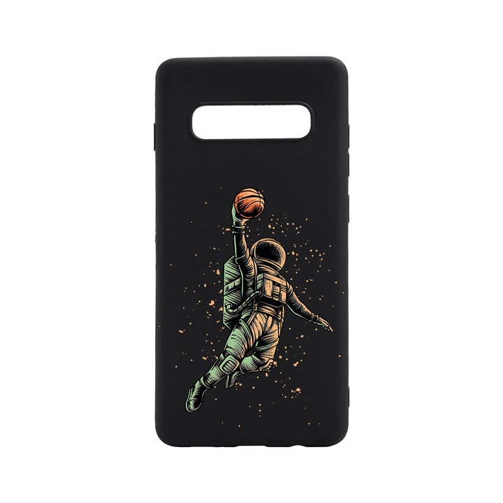 Силиконов калъф BestCase за Samsung Galaxy S10 Plus, Astronaut Basketball, 0.8MM Slim, Black Silicon Series, B 1003