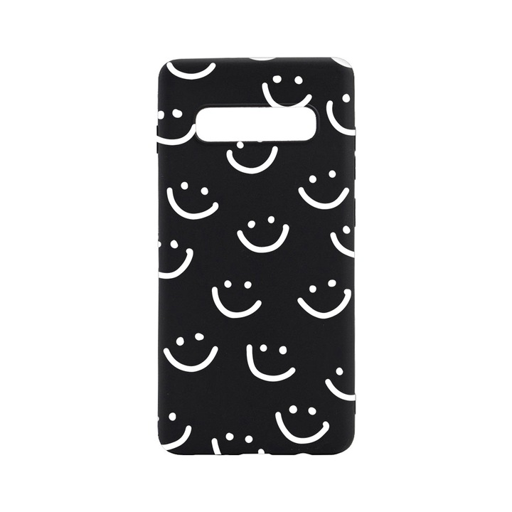 Силиконов калъф BestCase за Samsung Galaxy S10 Plus, Smile, 0.8MM Slim, Black Silicon Series, B 1064