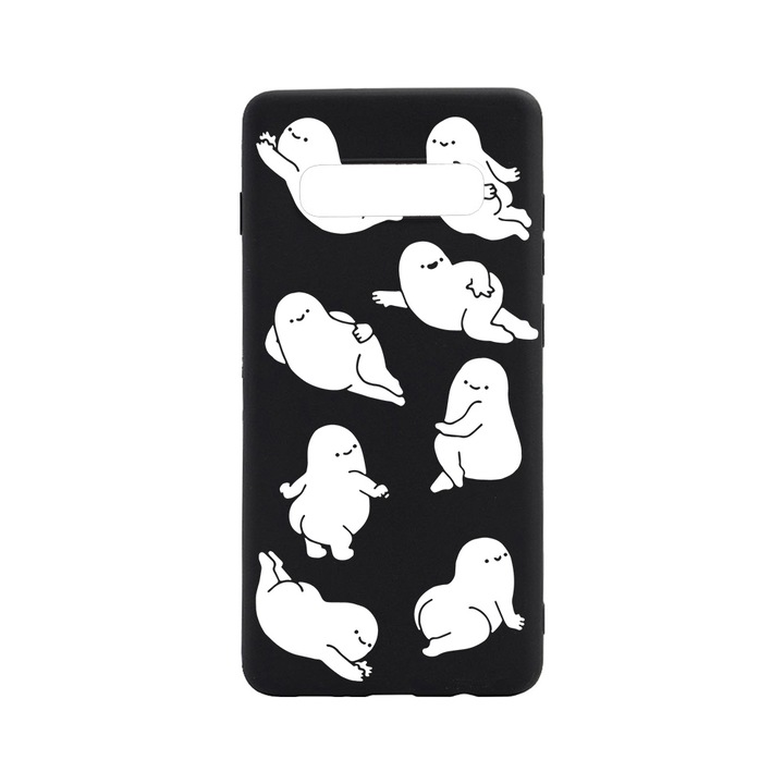 Силиконов калъф BestCase за Samsung Galaxy S10 Plus, Oversize Pattern, 0.8MM Slim, Black Silicon Series, B 1044