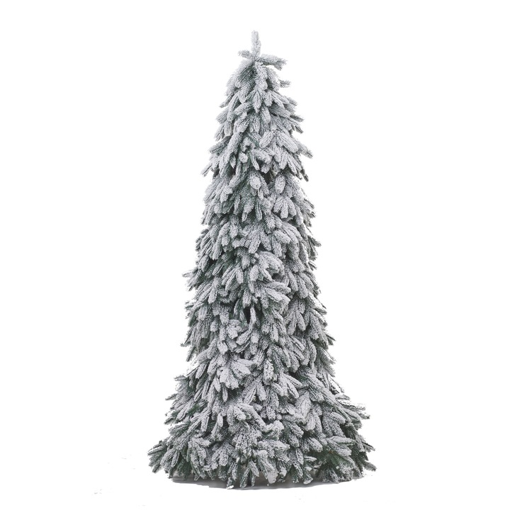 Изкуствена ела American Small SNOW игли 3D, PE силикон, 210 см, с метална опора, снежна