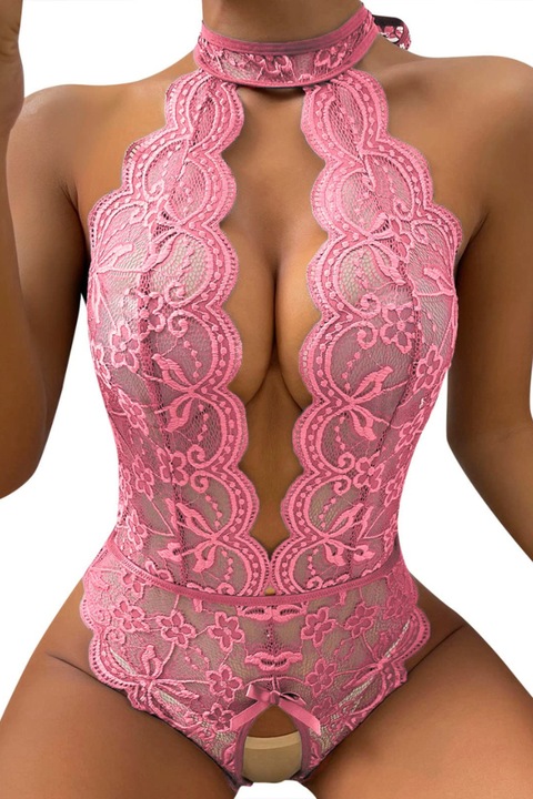 Секси боди бельо, дантела, Jurebecia™, Розово, M
