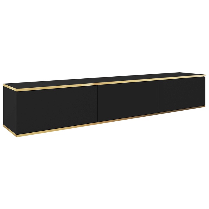 Comoda TV Oanisew I, MIRJAN24, negru / auriu, 175x30x32 cm