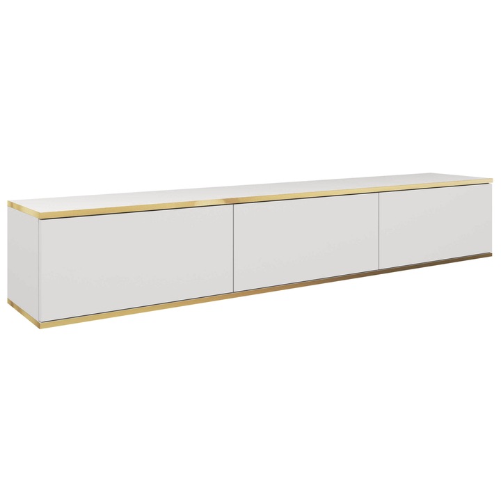 Comoda TV Oanisew I, MIRJAN24, alb / auriu, 175x30x32 cm