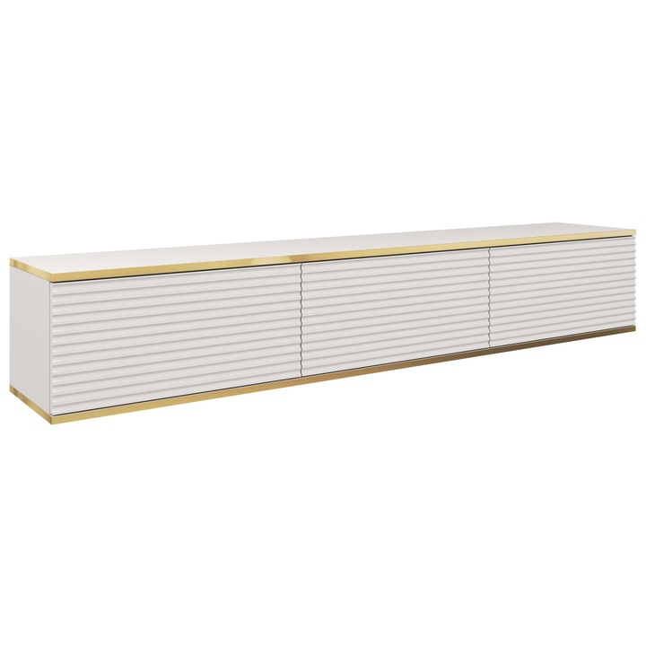 Comoda TV Oanisew II, MIRJAN24, alb / auriu, 175x30x32 cm